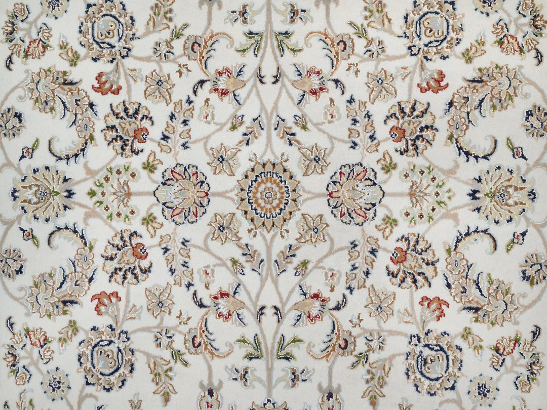 6'0" x 6'3" New Hand Knotted Ivory Wool & Silk Square Oriental Rug - MOA10292552