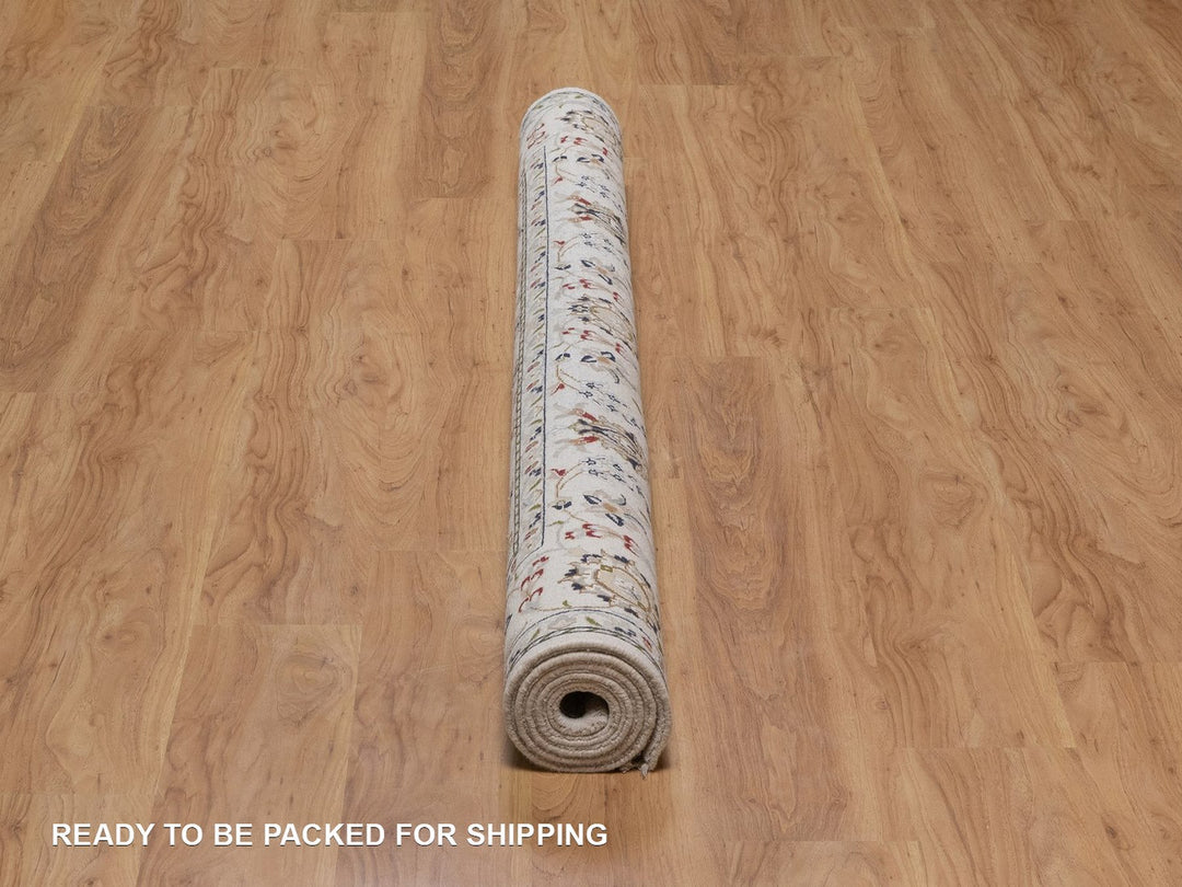 6'0" x 6'3" New Hand Knotted Ivory Wool & Silk Square Oriental Rug - MOA10292552