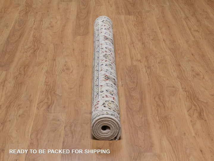 6'0" x 6'3" New Hand Knotted Ivory Wool & Silk Square Oriental Rug - MOA10292552