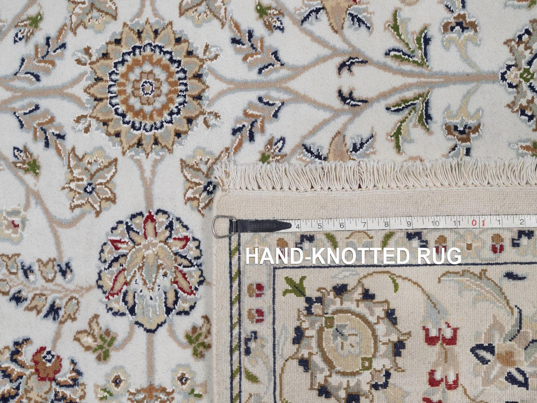 6'0" x 6'3" New Hand Knotted Ivory Wool & Silk Square Oriental Rug - MOA10292552
