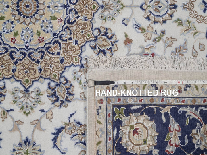 6'6" x 6'6" New Hand Knotted Ivory Wool & Silk Square Oriental Rug - MOA10292554
