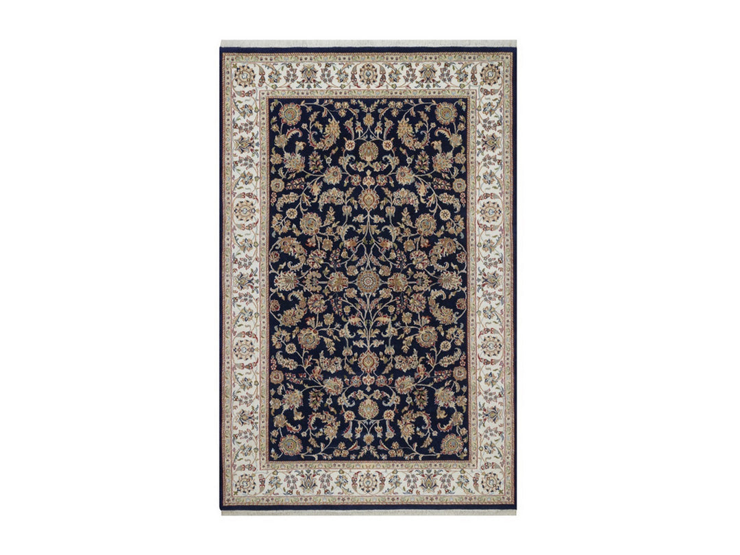 6'0" x 9'5" New Hand Knotted Blue Wool & Silk Rectangle Oriental Rug - MOA10292555