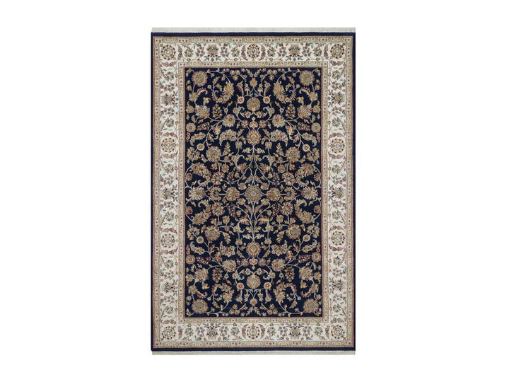 6'0" x 9'5" New Hand Knotted Blue Wool & Silk Rectangle Oriental Rug - MOA10292555
