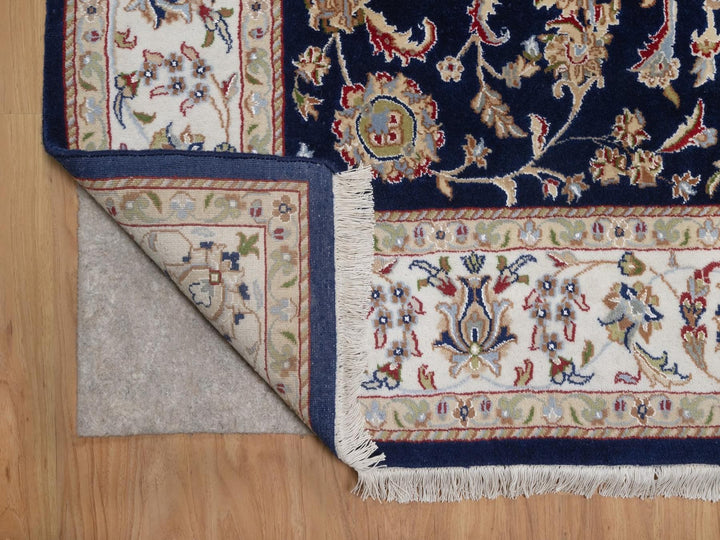 6'0" x 9'5" New Hand Knotted Blue Wool & Silk Rectangle Oriental Rug - MOA10292555