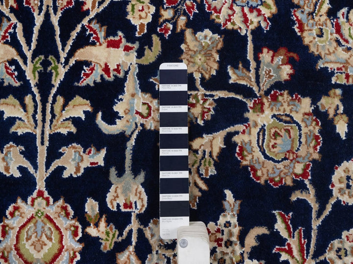 6'0" x 9'5" New Hand Knotted Blue Wool & Silk Rectangle Oriental Rug - MOA10292555