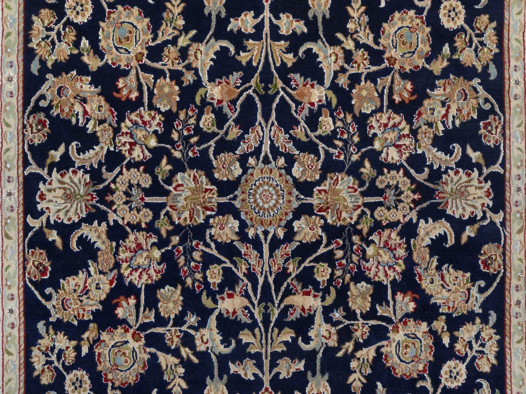 6'0" x 9'5" New Hand Knotted Blue Wool & Silk Rectangle Oriental Rug - MOA10292555