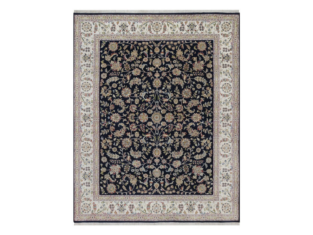 8'0" x 10'1" New Hand Knotted Blue Wool & Silk Rectangle Oriental Rug - MOA10292561