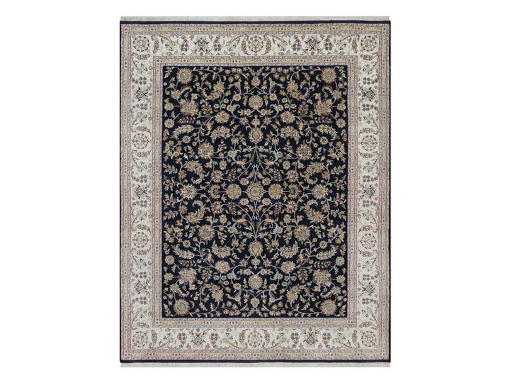 8'0" x 10'1" New Hand Knotted Blue Wool & Silk Rectangle Oriental Rug - MOA10292561