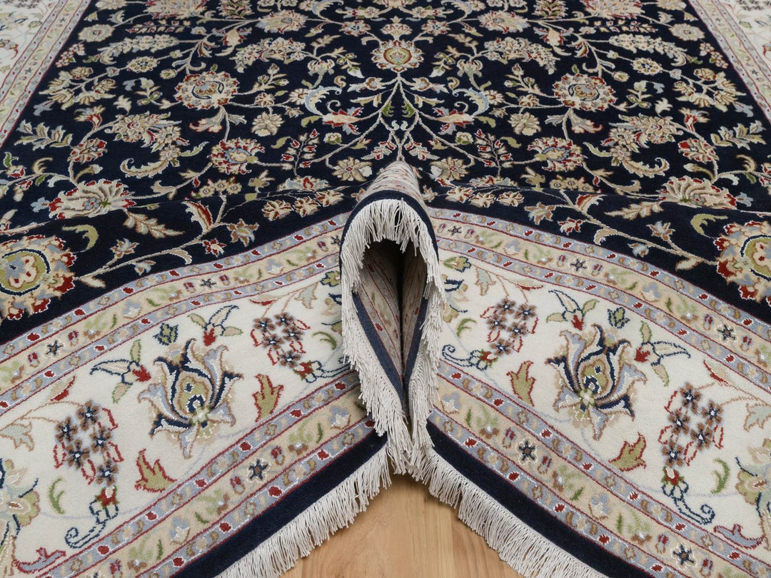 8'0" x 10'1" New Hand Knotted Blue Wool & Silk Rectangle Oriental Rug - MOA10292561