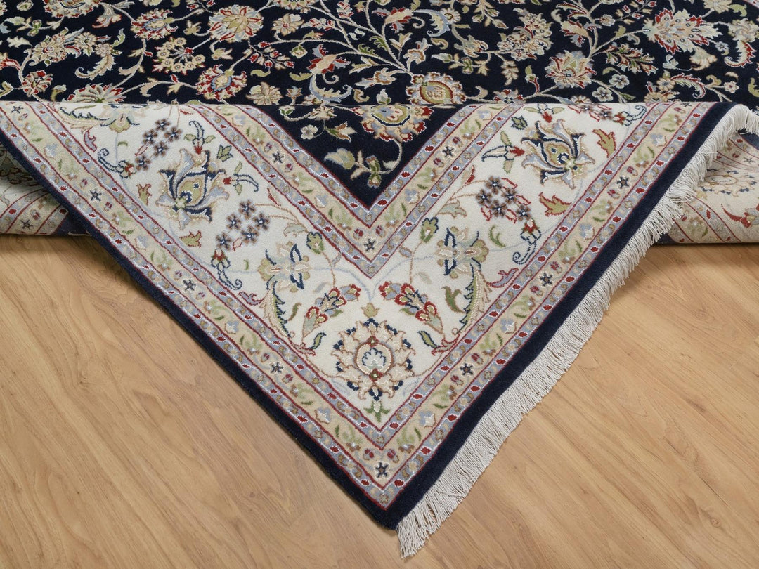 8'0" x 10'1" New Hand Knotted Blue Wool & Silk Rectangle Oriental Rug - MOA10292561