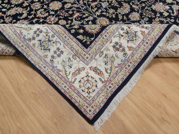 8'0" x 10'1" New Hand Knotted Blue Wool & Silk Rectangle Oriental Rug - MOA10292561