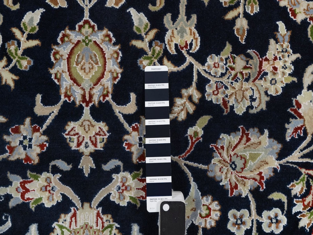 8'0" x 10'1" New Hand Knotted Blue Wool & Silk Rectangle Oriental Rug - MOA10292561