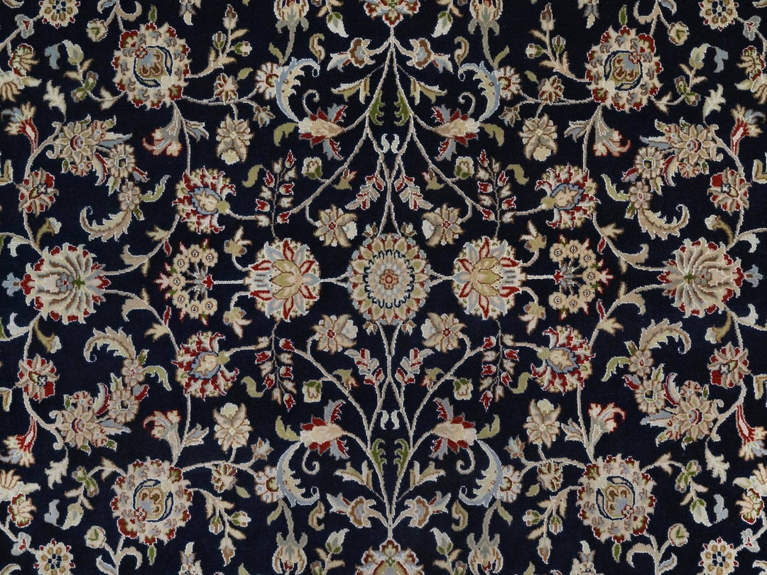 8'0" x 10'1" New Hand Knotted Blue Wool & Silk Rectangle Oriental Rug - MOA10292561