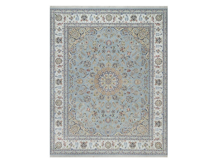 8'3" x 10'4" New Hand Knotted Blue Wool & Silk Rectangle Oriental Rug - MOA10292562