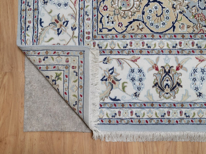 8'3" x 10'4" New Hand Knotted Blue Wool & Silk Rectangle Oriental Rug - MOA10292562