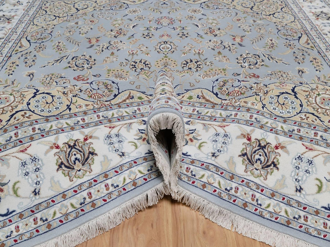 8'3" x 10'4" New Hand Knotted Blue Wool & Silk Rectangle Oriental Rug - MOA10292562