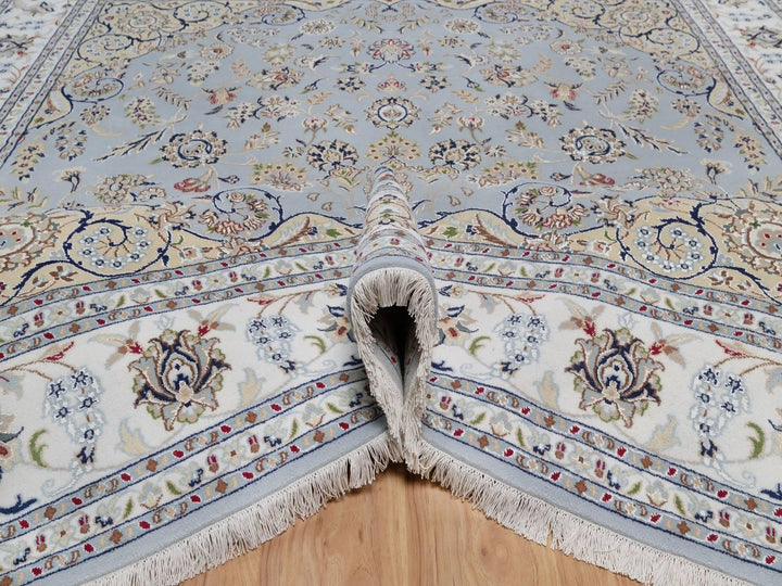 8'3" x 10'4" New Hand Knotted Blue Wool & Silk Rectangle Oriental Rug - MOA10292562