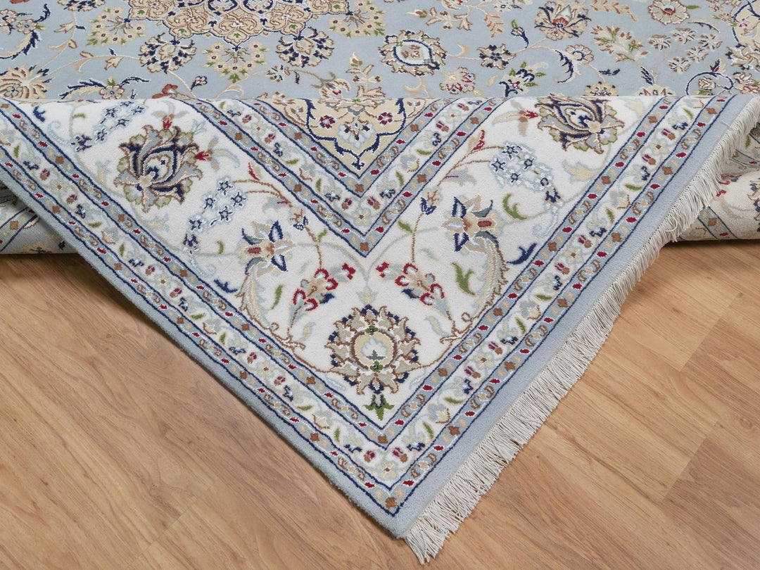 8'3" x 10'4" New Hand Knotted Blue Wool & Silk Rectangle Oriental Rug - MOA10292562