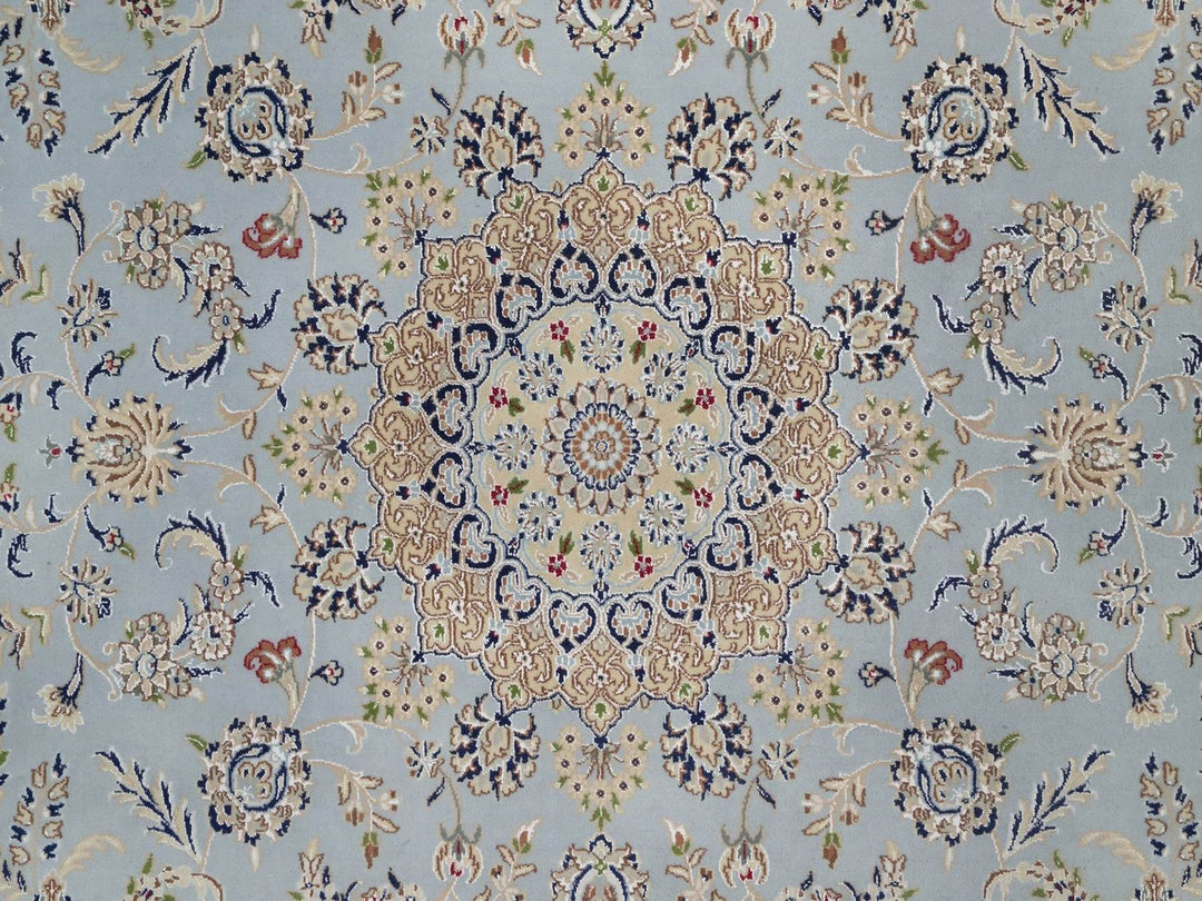 8'3" x 10'4" New Hand Knotted Blue Wool & Silk Rectangle Oriental Rug - MOA10292562