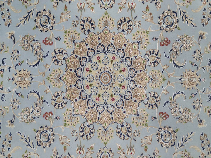 8'3" x 10'4" New Hand Knotted Blue Wool & Silk Rectangle Oriental Rug - MOA10292562
