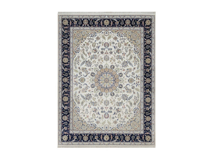 9'1" x 12'4" New Hand Knotted Ivory Wool & Silk Rectangle Oriental Rug - MOA10292564