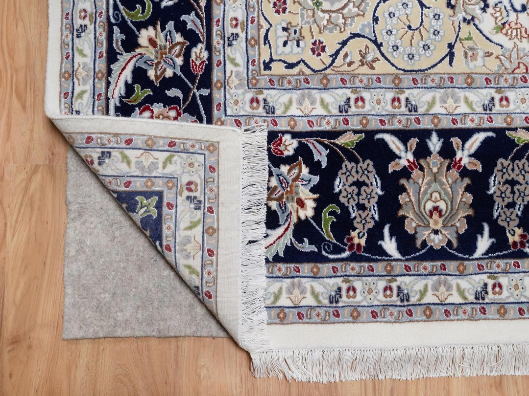 9'1" x 12'4" New Hand Knotted Ivory Wool & Silk Rectangle Oriental Rug - MOA10292564
