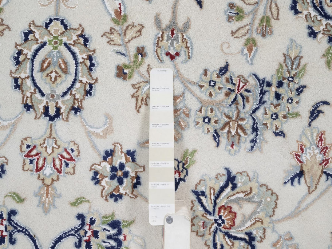 9'1" x 12'4" New Hand Knotted Ivory Wool & Silk Rectangle Oriental Rug - MOA10292564