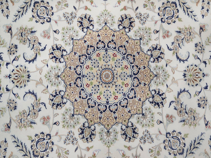 9'1" x 12'4" New Hand Knotted Ivory Wool & Silk Rectangle Oriental Rug - MOA10292564