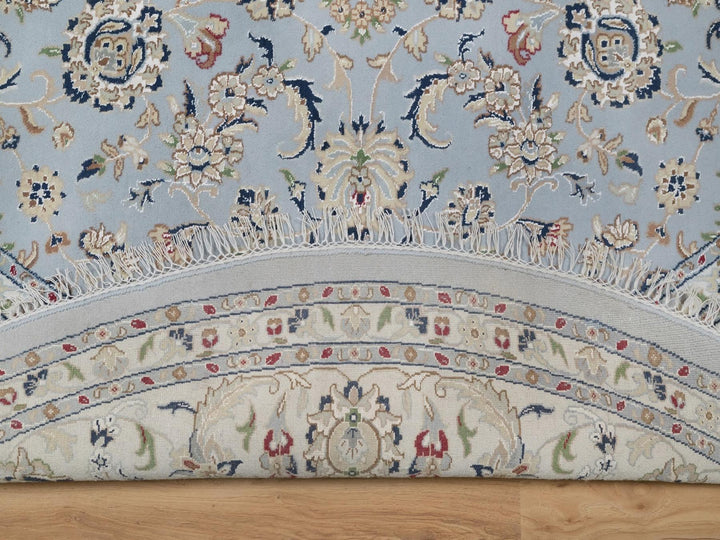 9'1" x 9'9" New Hand Knotted Blue Wool & Silk Round Oriental Rug - MOA10292566