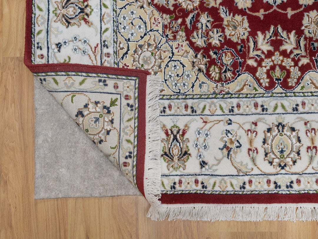4'10" x 7'10" New Hand Knotted Red Wool & Silk Rectangle Oriental Rug - MOA10292567