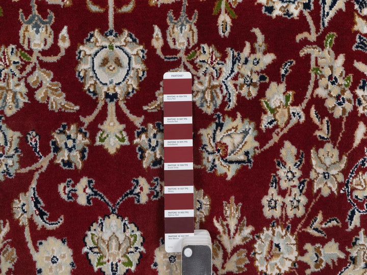 4'10" x 7'10" New Hand Knotted Red Wool & Silk Rectangle Oriental Rug - MOA10292567