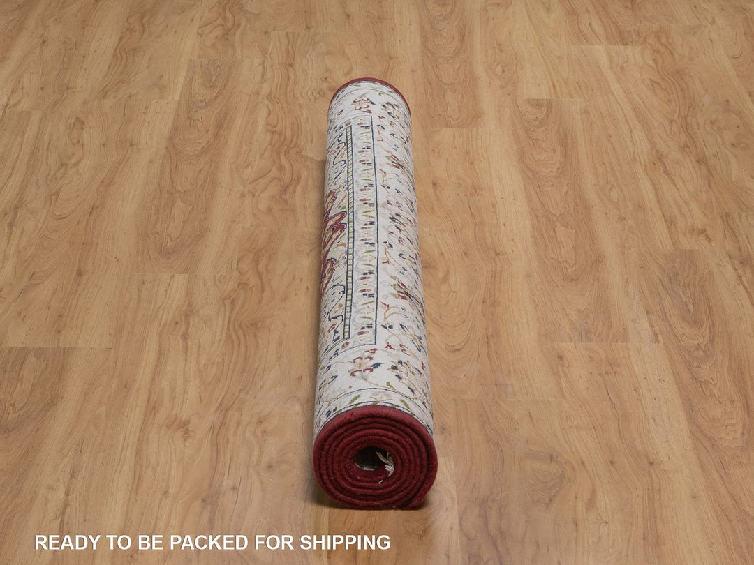 4'10" x 7'10" New Hand Knotted Red Wool & Silk Rectangle Oriental Rug - MOA10292567