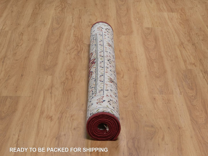 4'10" x 7'10" New Hand Knotted Red Wool & Silk Rectangle Oriental Rug - MOA10292567