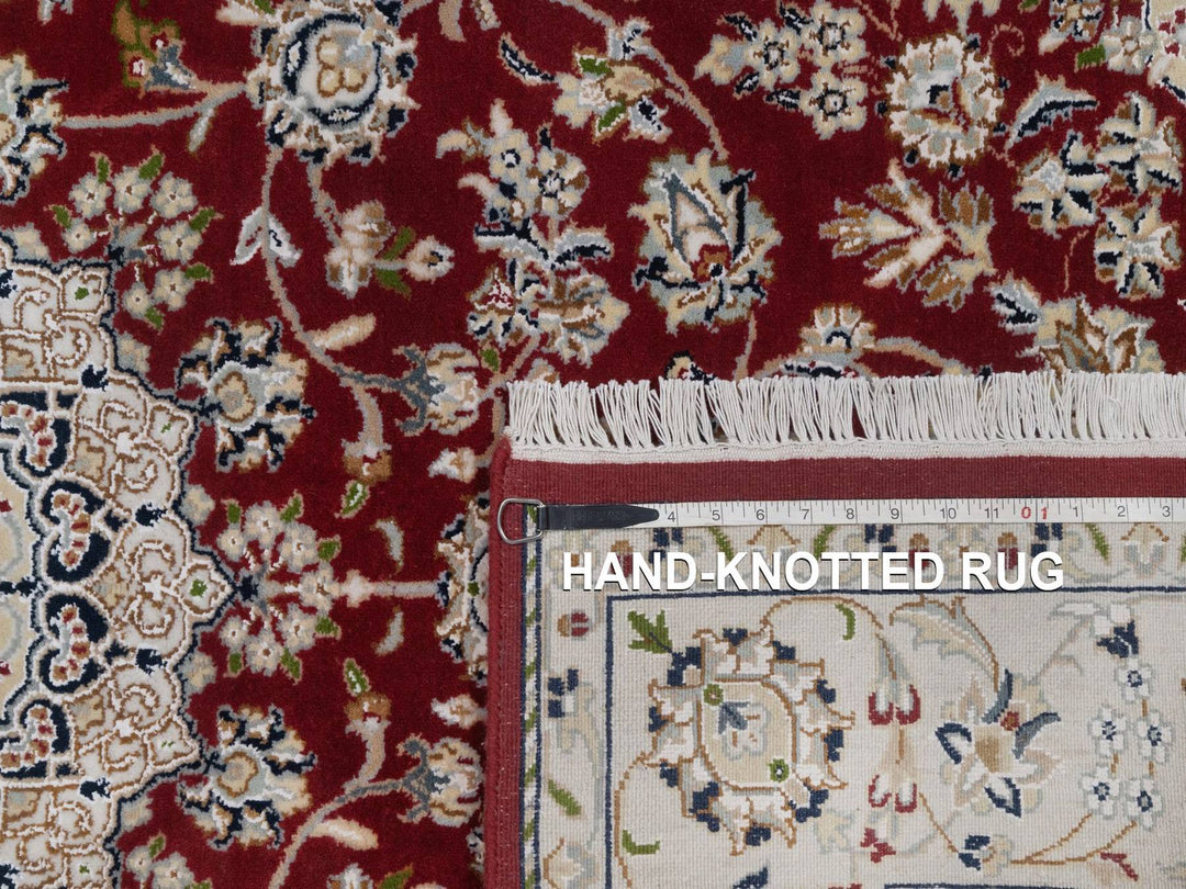 4'10" x 7'10" New Hand Knotted Red Wool & Silk Rectangle Oriental Rug - MOA10292567