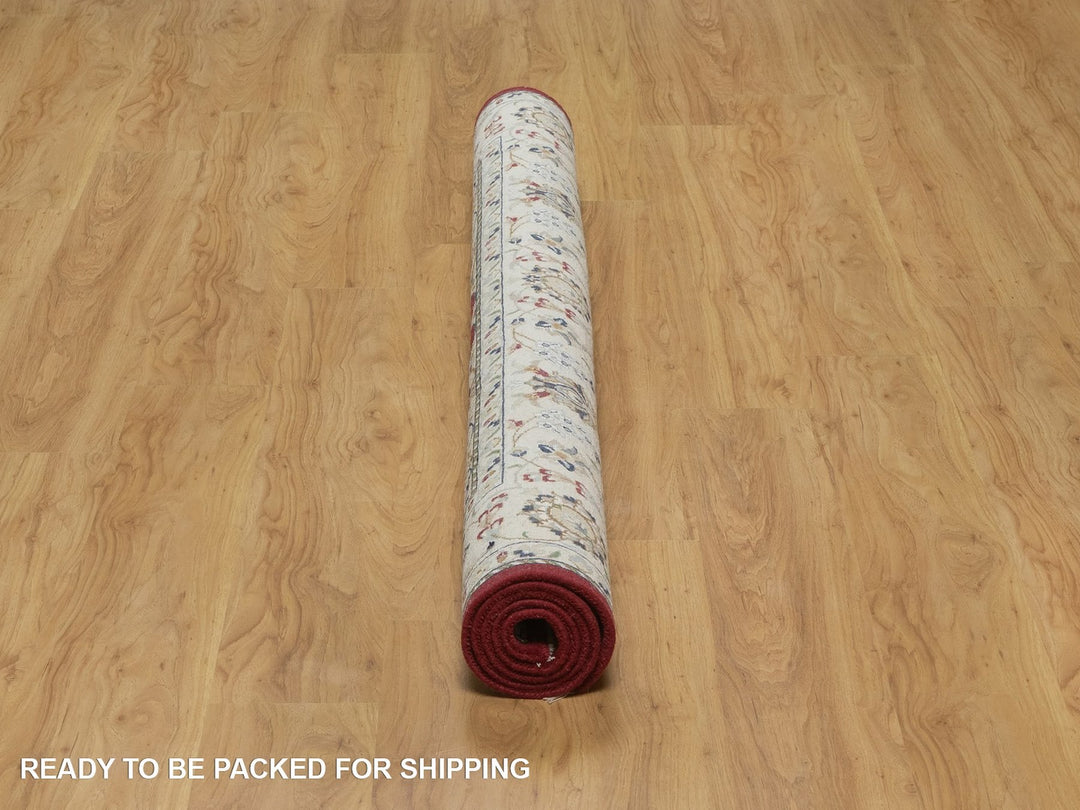 5'10" x 6'1" New Hand Knotted Red Wool & Silk Square Oriental Rug - MOA10292568