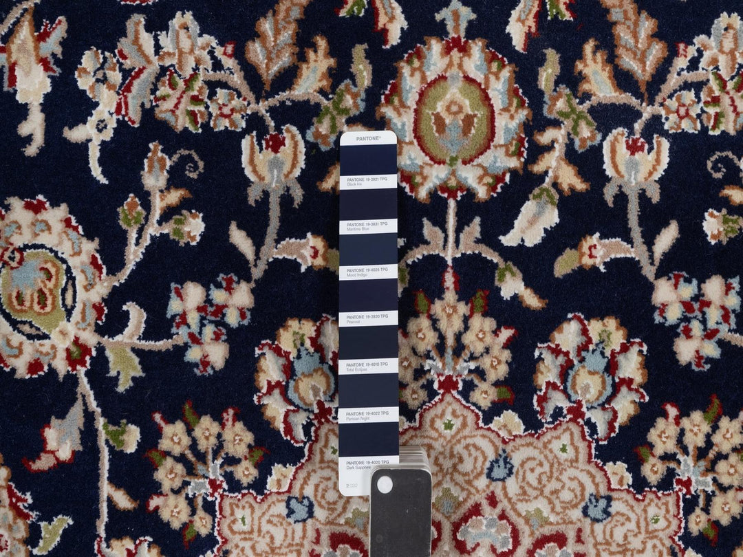 6'0" x 6'3" New Hand Knotted Blue Wool & Silk Square Oriental Rug - MOA10292569