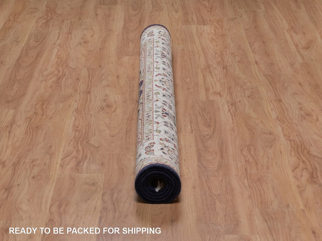 6'0" x 6'3" New Hand Knotted Blue Wool & Silk Square Oriental Rug - MOA10292569