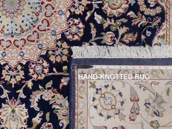 6'0" x 6'3" New Hand Knotted Blue Wool & Silk Square Oriental Rug - MOA10292569