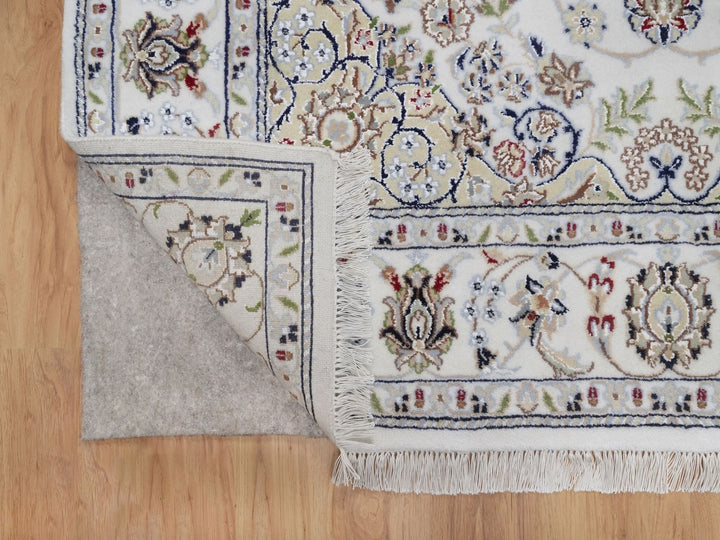 5'2" x 7'2" New Hand Knotted Ivory Wool & Silk Rectangle Oriental Rug - MOA10292570