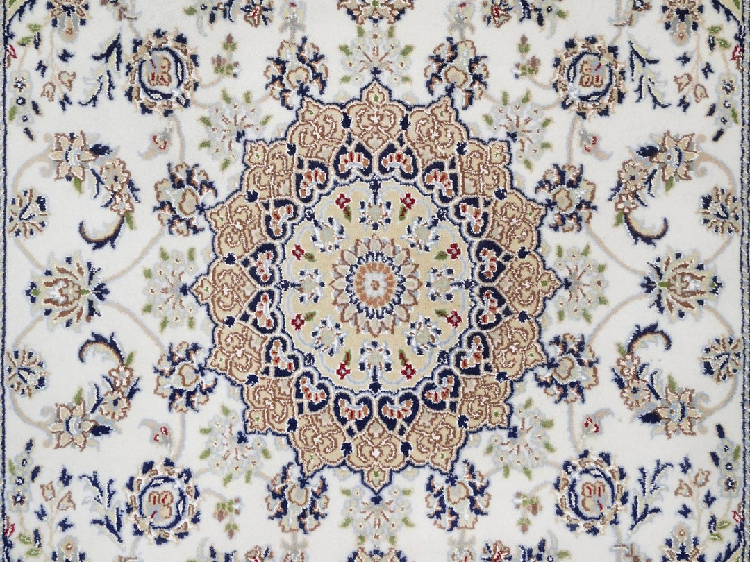 5'2" x 7'2" New Hand Knotted Ivory Wool & Silk Rectangle Oriental Rug - MOA10292570