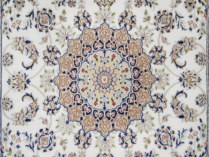 5'2" x 7'2" New Hand Knotted Ivory Wool & Silk Rectangle Oriental Rug - MOA10292570