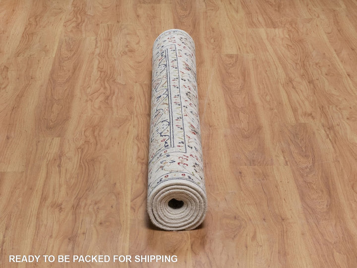 5'2" x 7'2" New Hand Knotted Ivory Wool & Silk Rectangle Oriental Rug - MOA10292570