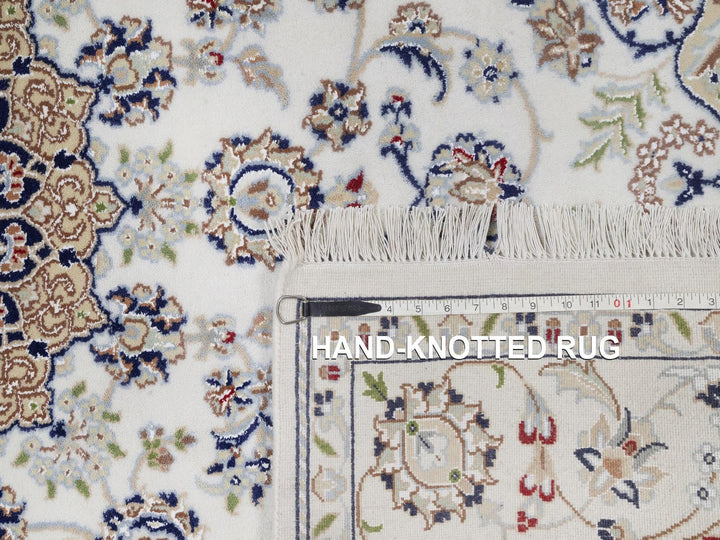 5'2" x 7'2" New Hand Knotted Ivory Wool & Silk Rectangle Oriental Rug - MOA10292570