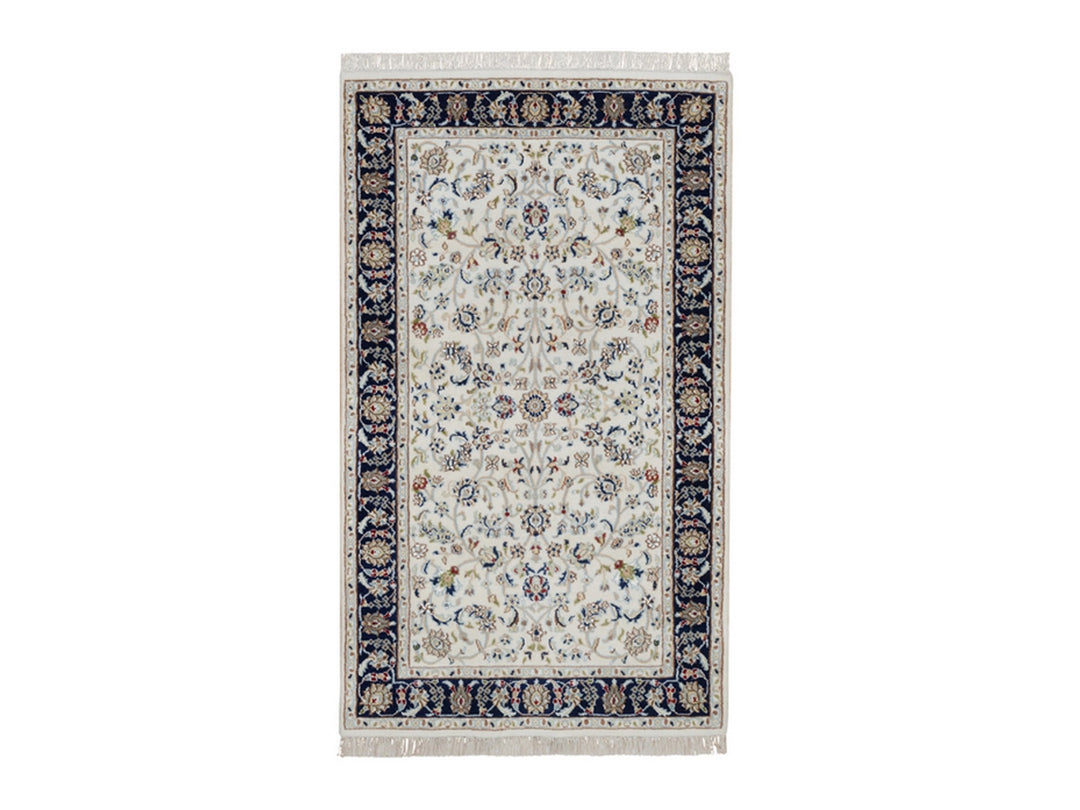 3'2" x 5'4" New Hand Knotted Ivory Wool & Silk Rectangle Oriental Rug - MOA10292571
