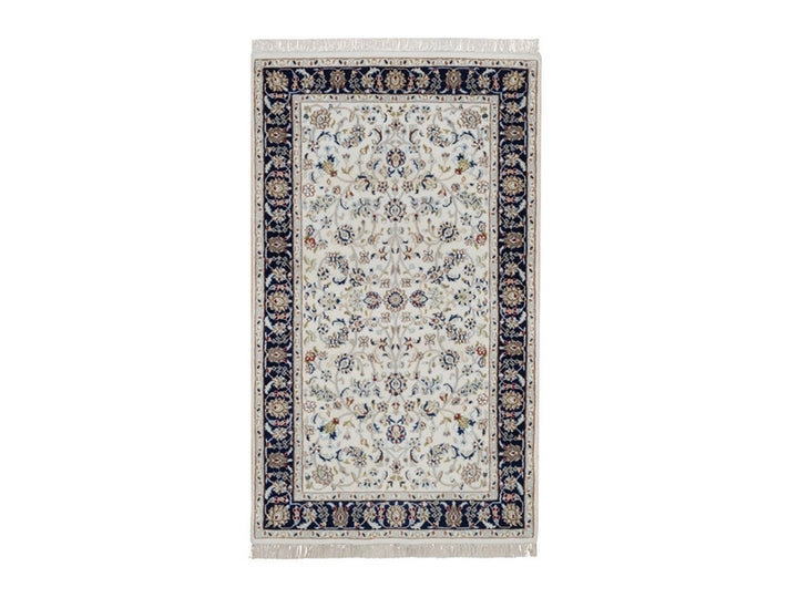 3'2" x 5'4" New Hand Knotted Ivory Wool & Silk Rectangle Oriental Rug - MOA10292571
