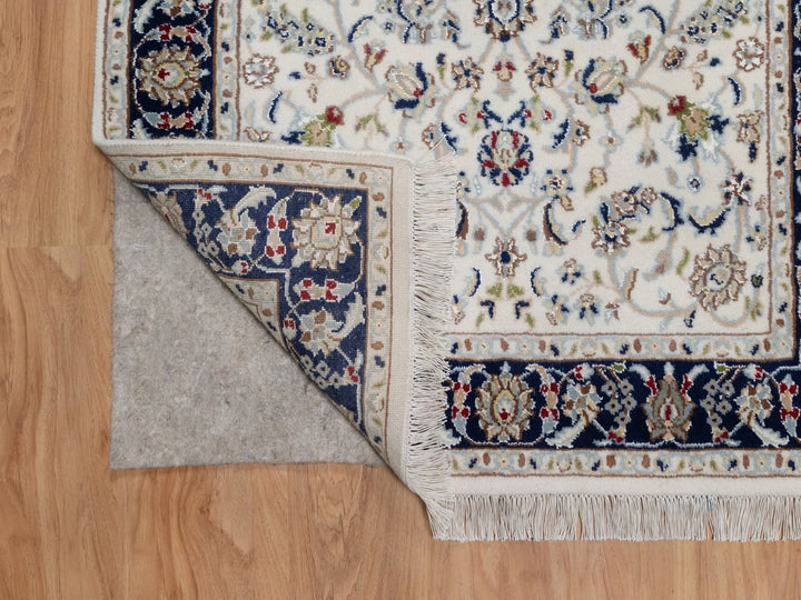 3'2" x 5'4" New Hand Knotted Ivory Wool & Silk Rectangle Oriental Rug - MOA10292571