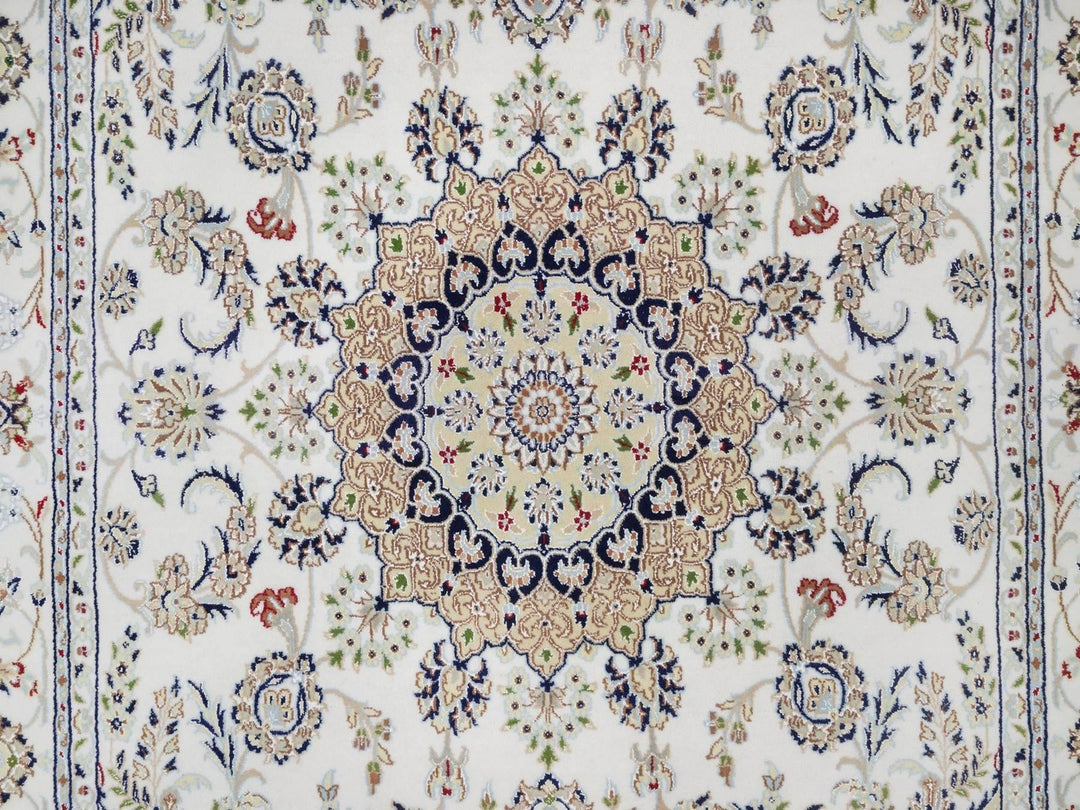 5'10" x 9'1" New Hand Knotted Ivory Wool & Silk Rectangle Oriental Rug - MOA10292572