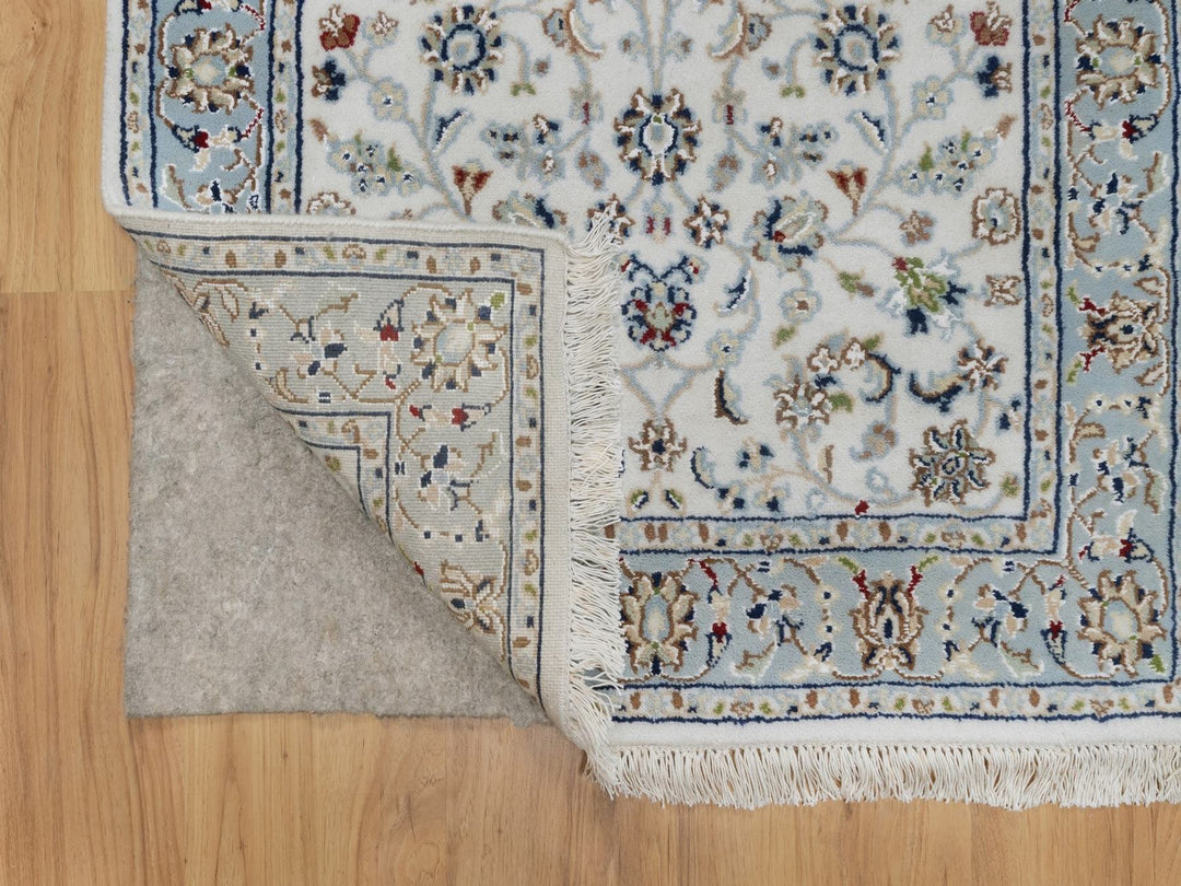 2'9" x 10'0" New Hand Knotted Ivory Wool & Silk Runner Oriental Rug - MOA10292574
