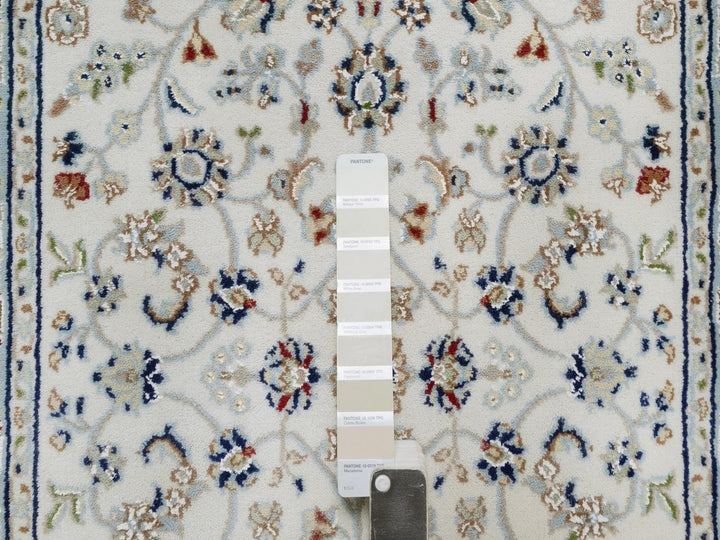 2'9" x 10'0" New Hand Knotted Ivory Wool & Silk Runner Oriental Rug - MOA10292574