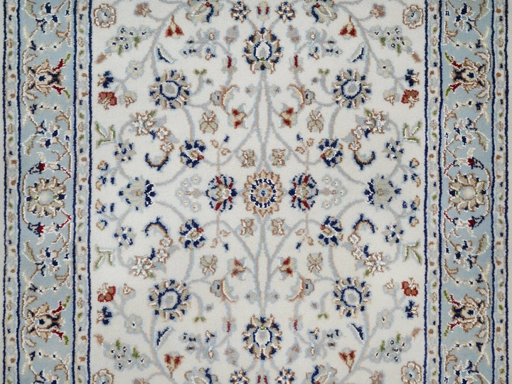 2'9" x 10'0" New Hand Knotted Ivory Wool & Silk Runner Oriental Rug - MOA10292574